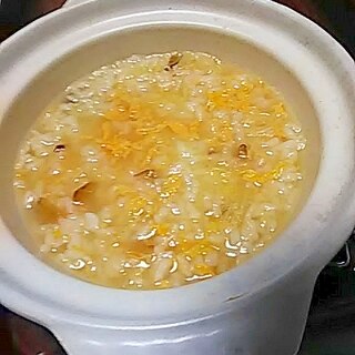 チキンスープで生姜入り卵雑炊